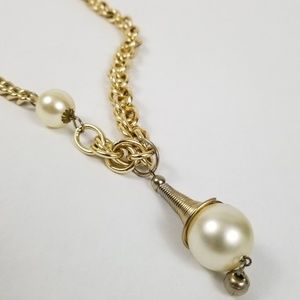 Vintage Pearl Drop Necklace Sweater  Necklace